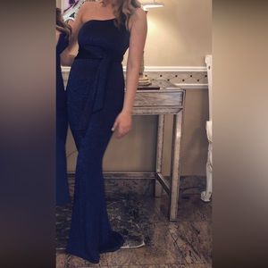 Nookie One Shoulder Blue Glitter Evening Dress